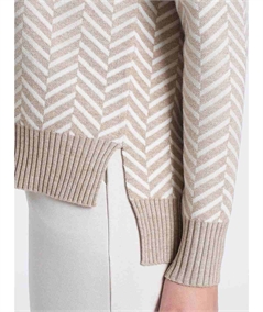 Ragno DQ86MV - Maglia collo Lupetto con fantasia spigata in tessuto Super Soft. Colore: Fantasia Cammello 100MF