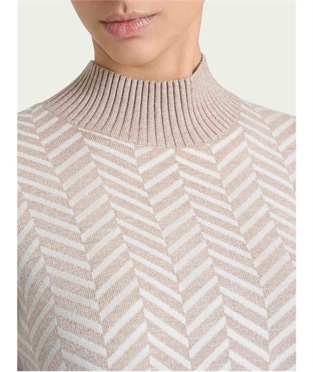 Ragno DQ86MV - Maglia collo Lupetto con fantasia spigata in tessuto Super Soft. Colore: Fantasia Cammello 100MF