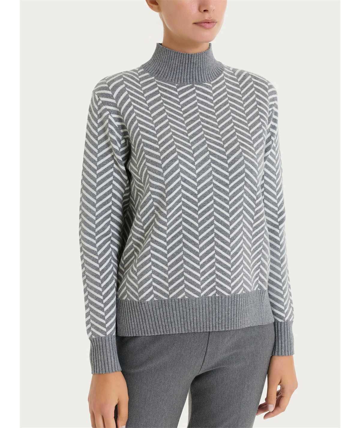 Ragno DQ86MV - Maglia collo Lupetto con fantasia spigata in tessuto Super Soft. Colore: Fantasia Ferro 816MF