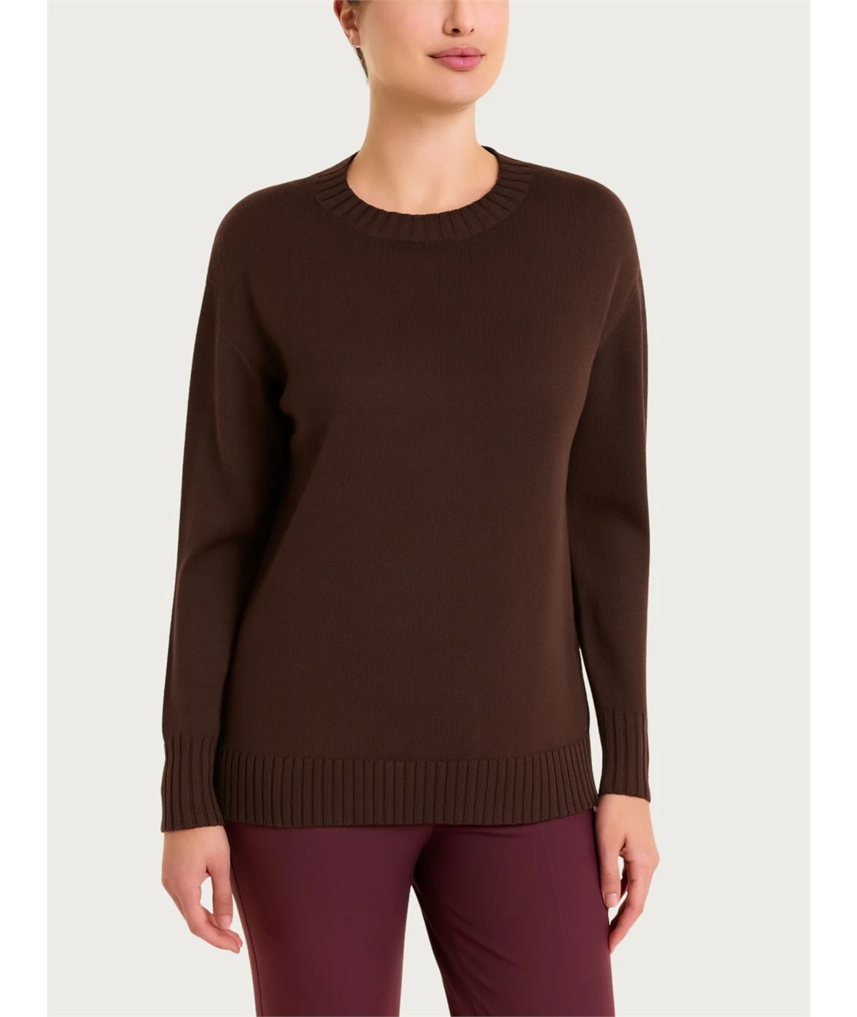 Ragno DR10M9 - Maglia girocollo leggera in puro lana Merino Soft Colore: Chocolate A75