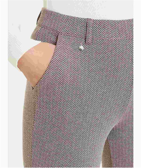 Ragno DR83PP - antalone dritto con tasche e fantasia a spina di pesce in Tessuto Eco Jacquard. Colore: Fant. Chocolate A75M