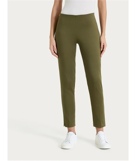 Ragno D926PY - Pantalone donna Capri in raso di cotone satin elasticizzato - Colore: Dark Olive B09