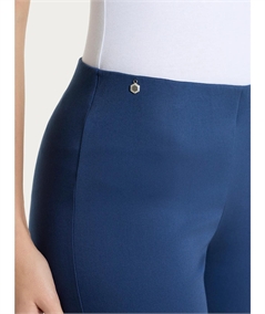 Ragno D926PY - Pantalone donna Capri in raso di cotone satin elasticizzato - Colore: Oceana C70