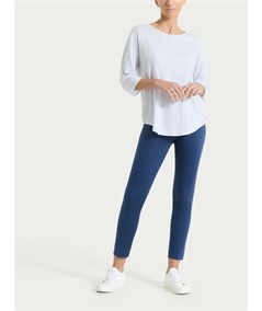 Ragno D926PY - Pantalone donna Capri in raso di cotone satin elasticizzato - Colore: Oceana C70