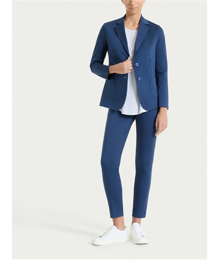 Ragno D926PY - Pantalone donna Capri in raso di cotone satin elasticizzato - Colore: Oceana C70