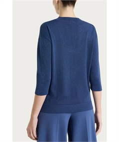 Ragno DS77M5 - Maglia con scollo a V manica 3/4 in tessuto Lurex. Colore: Oceana C70