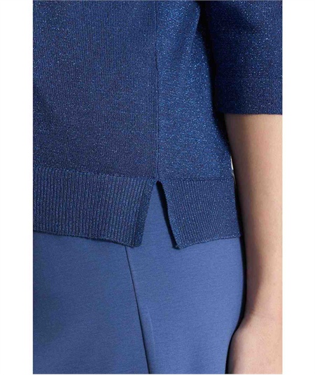 Ragno DS77M5 - Maglia con scollo a V manica 3/4 in tessuto Lurex. Colore: Oceana C70