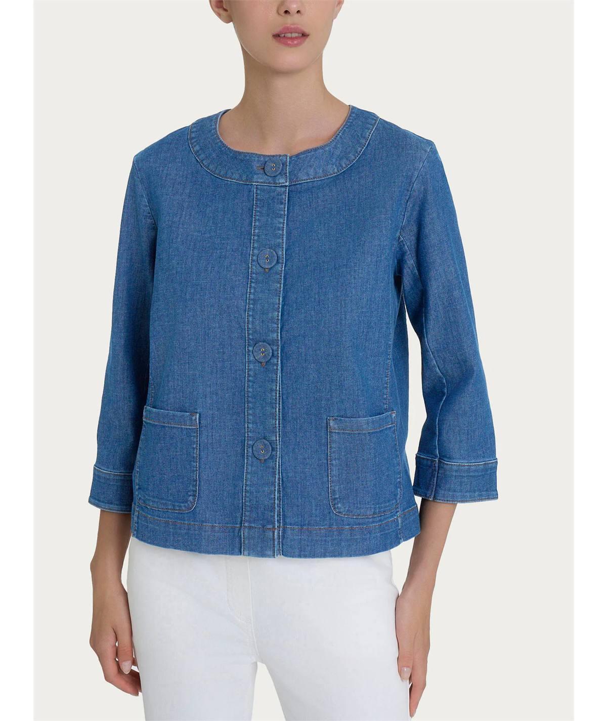 Ragno DN18GW - Giacca con bottoni e manica 3/4 in Light Denim. Colore: Delavè 199