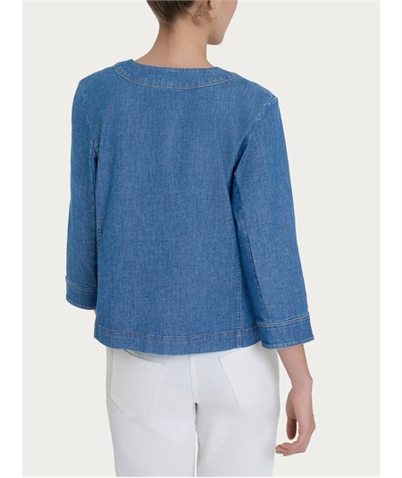 Ragno DN18GW - Giacca con bottoni e manica 3/4 in Light Denim. Colore: Delavè 199