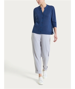 Ragno DS77MI - Cardigan scollo V con bottoni e manica 3/4 in Lurex. Colore: Oceana C70