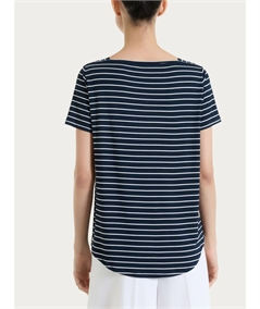 Ragno DT05TB - Maglietta a righe con collo a barchetta manica corta in viscosa piquet. Colore: Fant. Bleu 078F