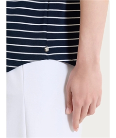 Ragno DT05TB - Maglietta a righe con collo a barchetta manica corta in viscosa piquet. Colore: Fant. Bleu 078F