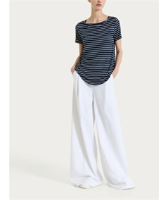 Ragno DT05TB - Maglietta a righe con collo a barchetta manica corta in viscosa piquet. Colore: Fant. Bleu 078F