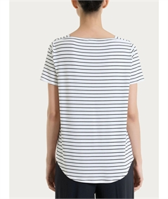 Ragno DT05TB - Maglietta a righe con collo a barchetta manica corta in viscosa piquet. Colore: Fant. Bianco 010F