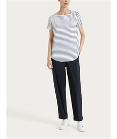 Ragno DT05TB - Maglietta a righe con collo a barchetta manica corta in viscosa piquet. Colore: Fant. Bianco 010F