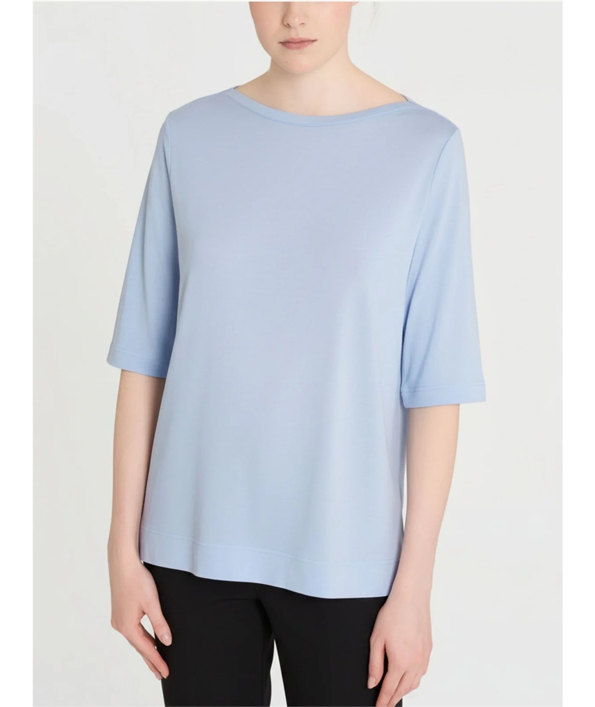 Ragno DN12TW - Maglietta collo barca con manica 3/4 in Viscosa. Colore: Dusty Blue C87