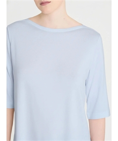 Ragno DN12TW - Maglietta collo barca con manica 3/4 in Viscosa. Colore: Dusty Blue C87