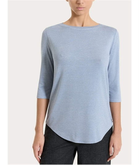 Ragno DS95TB - Maglietta scollo barca manica 3/4 in jersey di viscosa a fantasia. Colore: Fant. Dusty Blue C87F