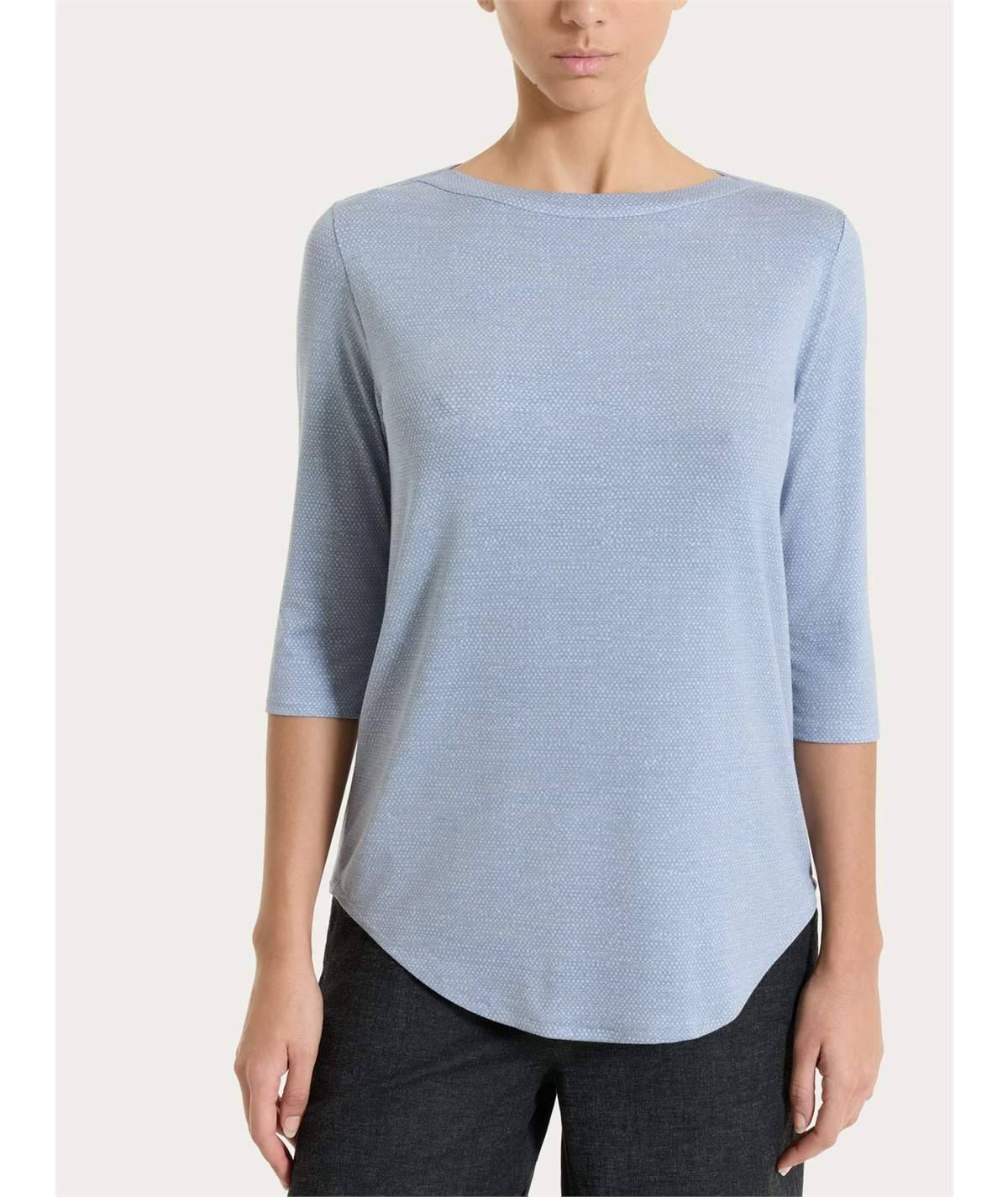 Ragno DS95TB - Maglietta scollo barca manica 3/4 in jersey di viscosa a fantasia. Colore: Fant. Dusty Blue C87F