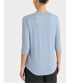 Ragno DS95TB - Maglietta scollo barca manica 3/4 in jersey di viscosa a fantasia. Colore: Fant. Dusty Blue C87F