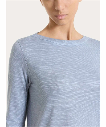 Ragno DS95TB - Maglietta scollo barca manica 3/4 in jersey di viscosa a fantasia. Colore: Fant. Dusty Blue C87F