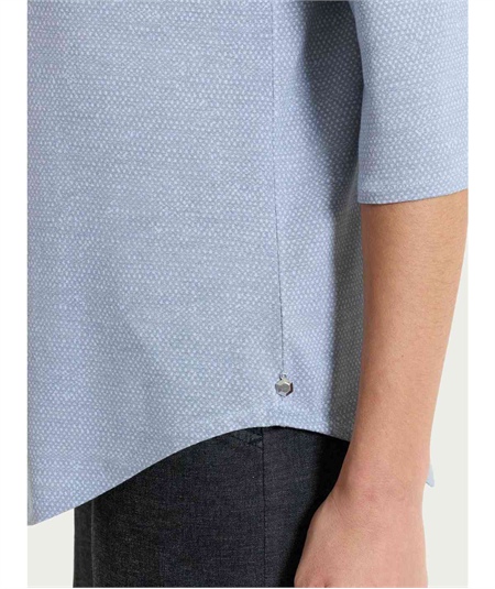 Ragno DS95TB - Maglietta scollo barca manica 3/4 in jersey di viscosa a fantasia. Colore: Fant. Dusty Blue C87F