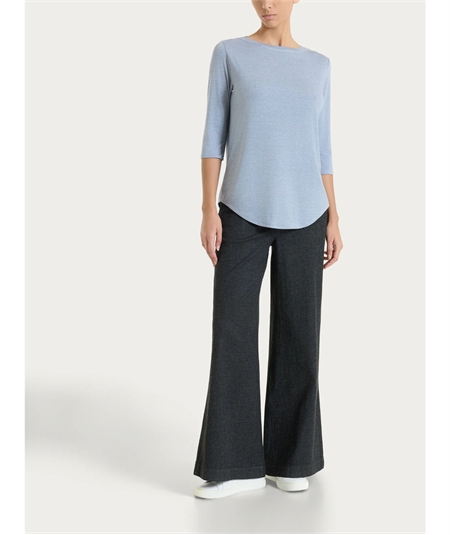 Ragno DS95TB - Maglietta scollo barca manica 3/4 in jersey di viscosa a fantasia. Colore: Fant. Dusty Blue C87F