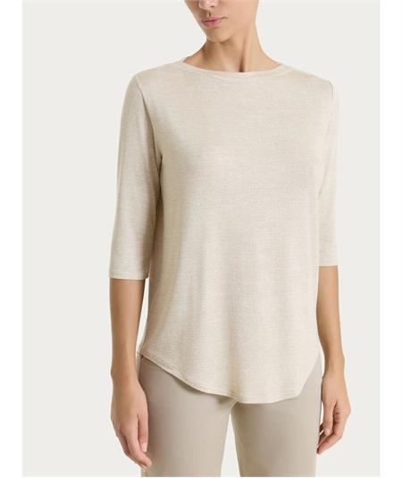 Ragno DS95TB - Maglietta scollo barca manica 3/4 in jersey di viscosa a fantasia. Colore: Fant. Champignon 786F