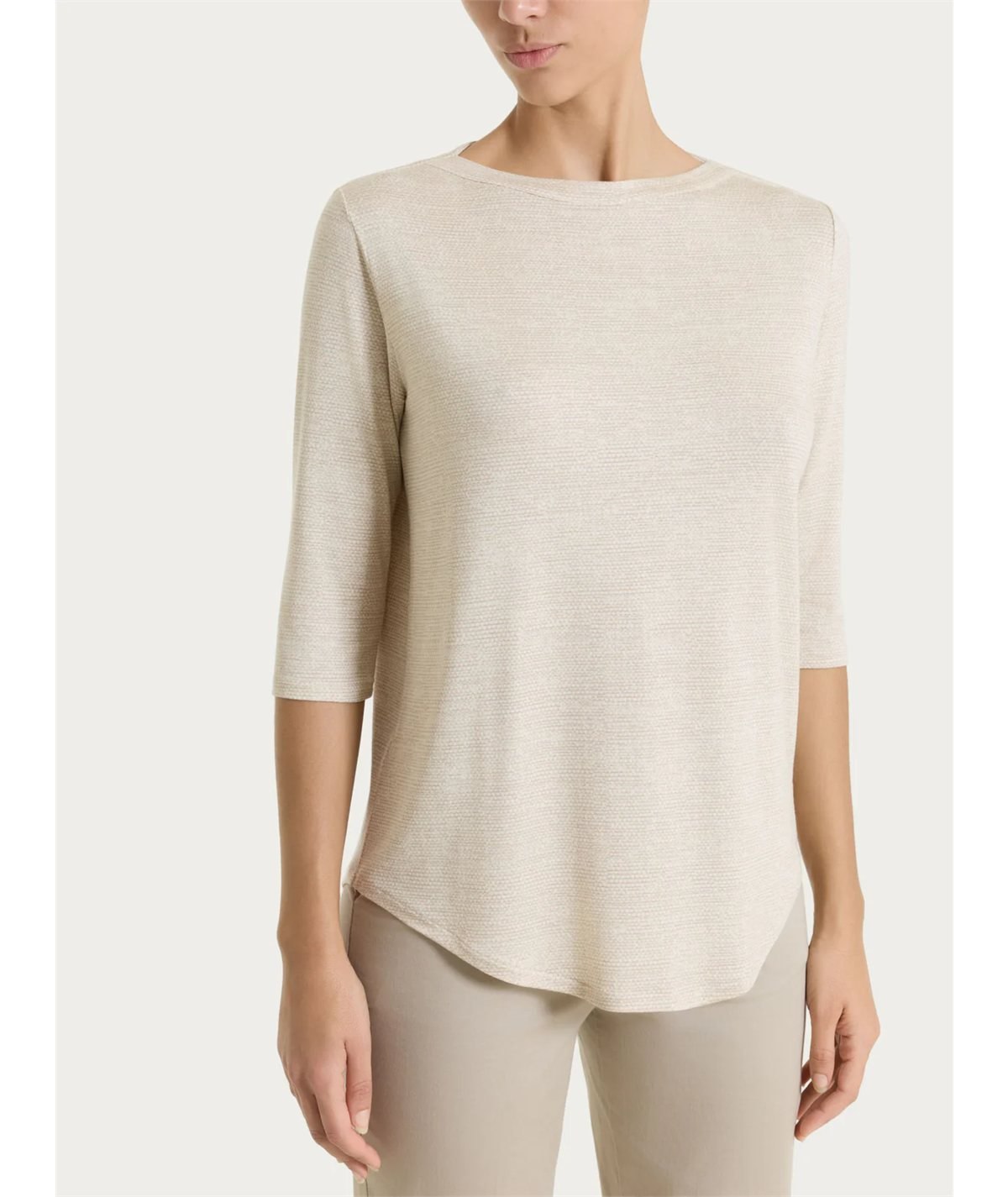 Ragno DS95TB - Maglietta scollo barca manica 3/4 in jersey di viscosa a fantasia. Colore: Fant. Champignon 786F