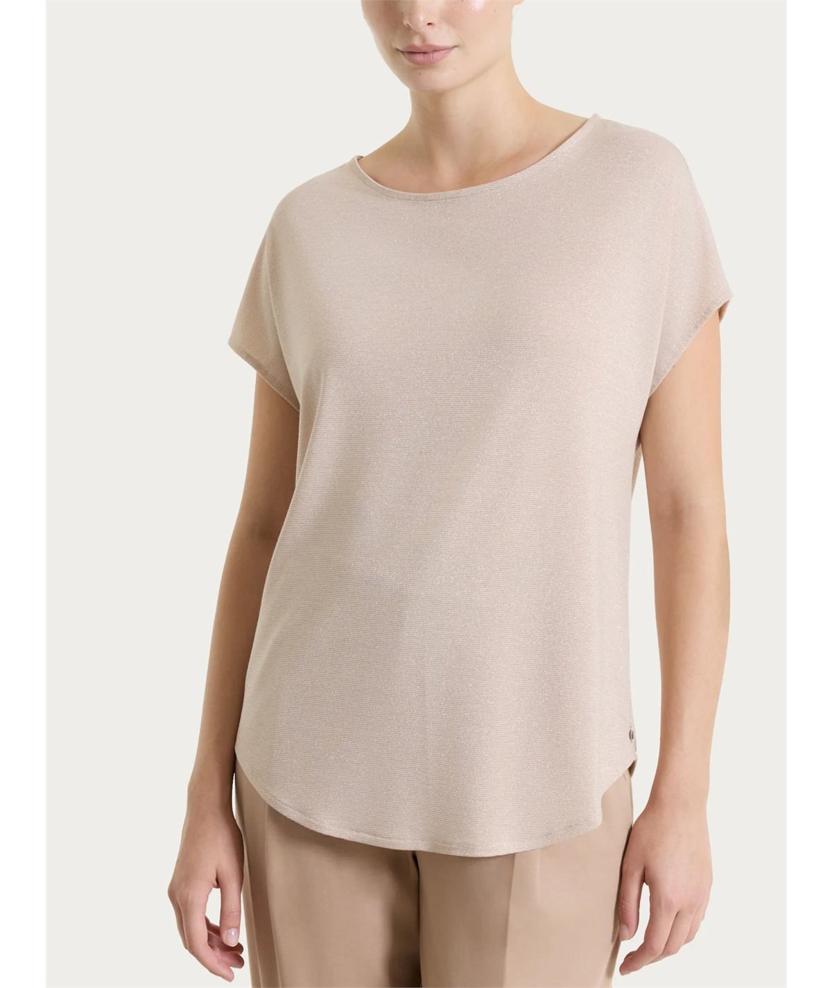 Ragno DS38T7 - Maglietta girocollo con manica corta kimono in Summer Light. Colore: Fant. Aldmond Peach D33F