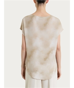 Ragno DS84S7 - Blusa girocollo con manica corta a fantasia in EcoSeta. Colore: Fant. Crockery C84F