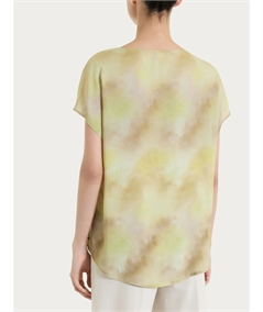 Ragno DS84S7 - Blusa girocollo con manica corta a fantasia in EcoSeta. Colore: Fant. khaki C74F