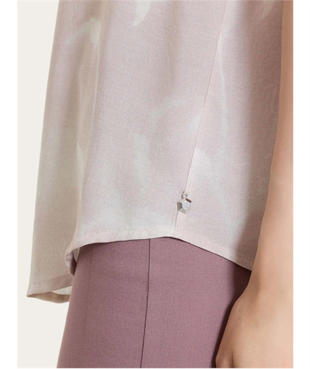 Ragno DS85S7 - Blusa girocollo con manica corta a fantasia in EcoSeta. Colore: Fant. Champignon 786F