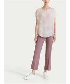 Ragno DS85S7 - Blusa girocollo con manica corta a fantasia in EcoSeta. Colore: Fant. Champignon 786F