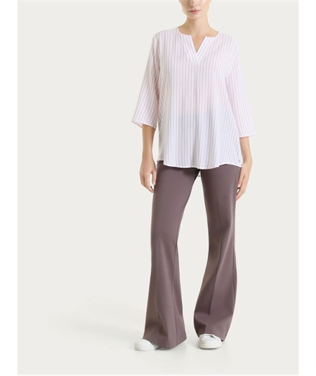 Ragno DS57SW - Blusa scollo V manica 3/4 a fantasia in EcoSeta. Colore: Fant. Cashemere Rose C91Fcas