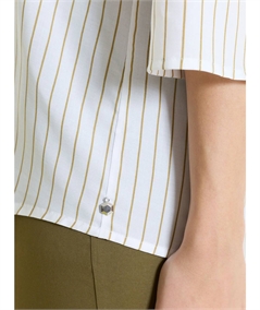 Ragno DS57SW - Blusa scollo V manica 3/4 a fantasia in EcoSeta. Colore: Fant. White 983F