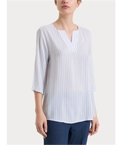 Ragno DS57SW - Blusa scollo V manica 3/4 a fantasia in EcoSeta. Colore: Fant. Bel Air Blue C15F