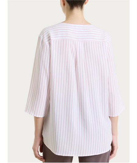 Ragno DS57SW - Blusa scollo V manica 3/4 a fantasia in EcoSeta. Colore: Fant. Cashemere Rose C91F