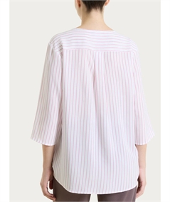 Ragno DS57SW - Blusa scollo V manica 3/4 a fantasia in EcoSeta. Colore: Fant. Cashemere Rose C91F