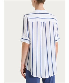 Ragno DS92SQ - Blusa scollo V serafino manica corta a fantasia righe in EcoSeta. Colore: Fant. Oceana C70F