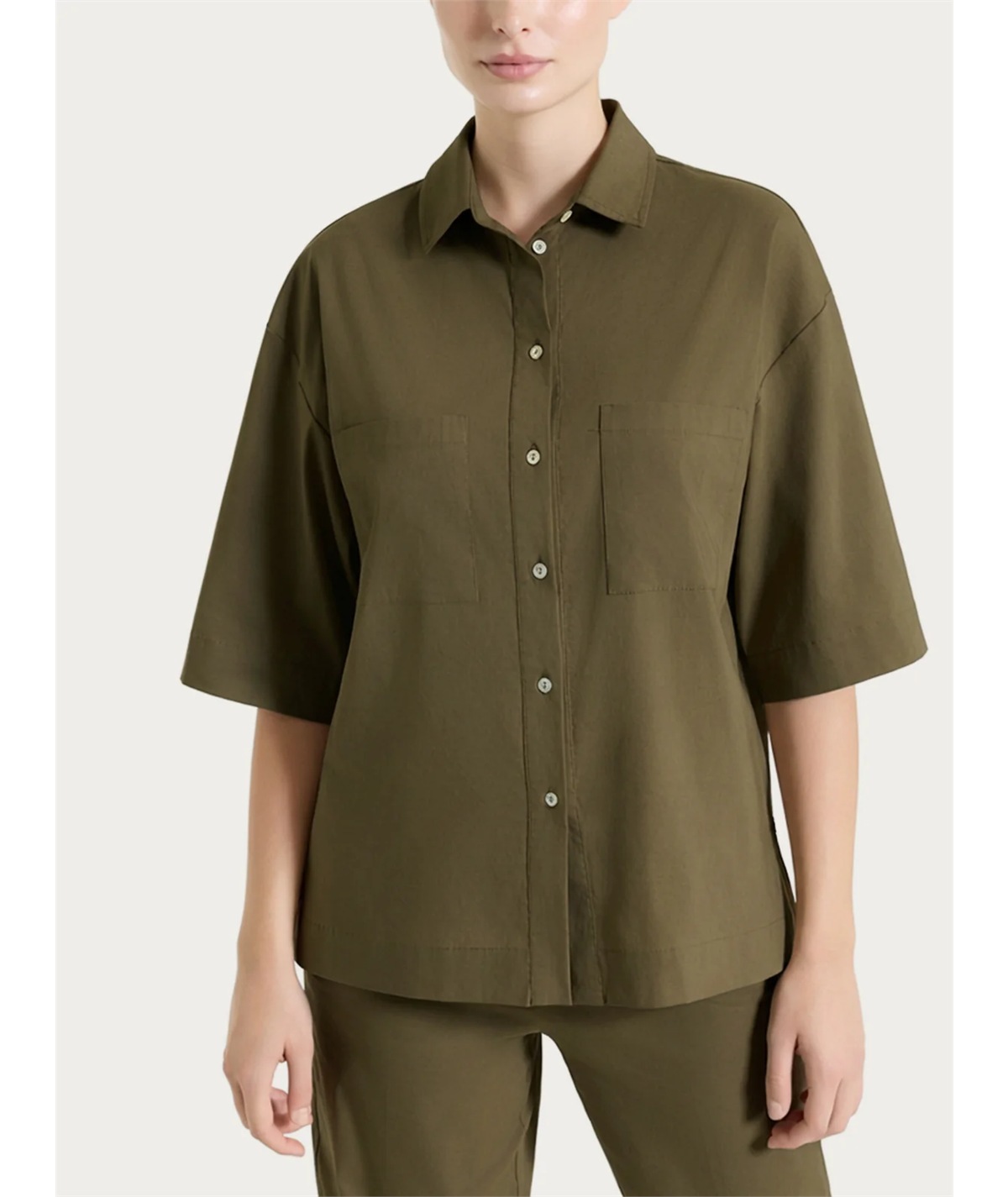 Ragno DH15S - Camicia manica corta e tasche sul petto in cotone Super Fresh Colore: Dark Olive B09