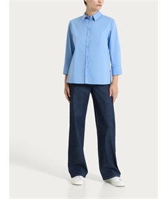 Ragno DS52SW Camicia con manica 3/4 apertura frontale in Poplin di cotone. Colore: Bel air Blue C15