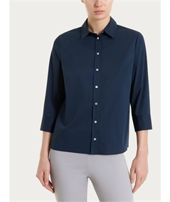 Ragno DS52SW Camicia con manica 3/4 apertura frontale in Poplin di cotone. Colore: Bleu 078