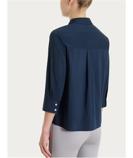 Ragno DS52SW Camicia con manica 3/4 apertura frontale in Poplin di cotone. Colore: Bleu 078