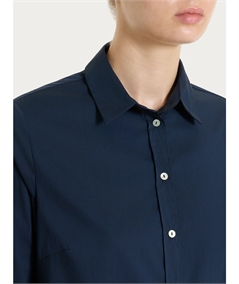 Ragno DS52SW Camicia con manica 3/4 apertura frontale in Poplin di cotone. Colore: Bleu 078