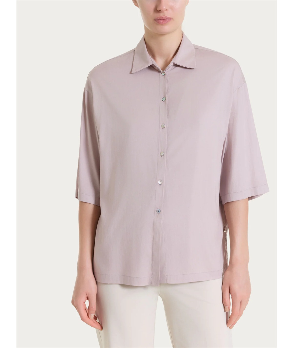 Ragno DS26SC -Camicia manica ampia 3/4 chiusura frontale con bottoncini in Voile Stretch. Colore: Sphinx C89