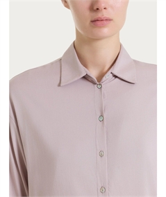 Ragno DS26SC -Camicia manica ampia 3/4 chiusura frontale con bottoncini in Voile Stretch. Colore: Sphinx C89