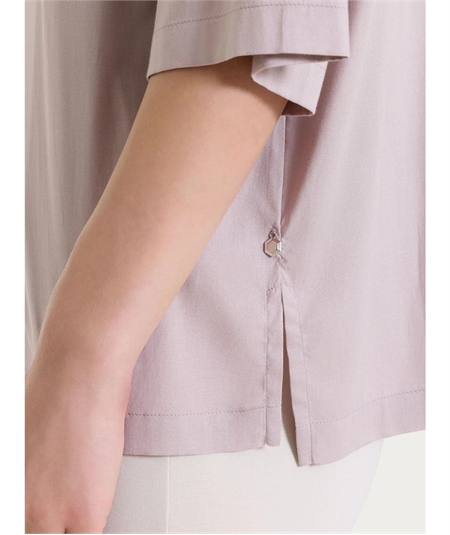 Ragno DS26SC -Camicia manica ampia 3/4 chiusura frontale con bottoncini in Voile Stretch. Colore: Sphinx C89