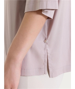 Ragno DS26SC -Camicia manica ampia 3/4 chiusura frontale con bottoncini in Voile Stretch. Colore: Sphinx C89