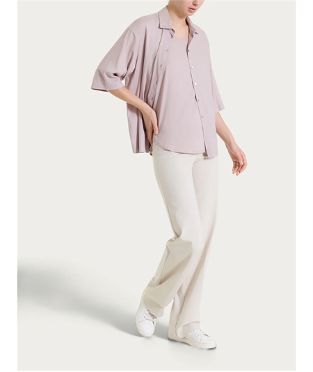 Ragno DS26SC -Camicia manica ampia 3/4 chiusura frontale con bottoncini in Voile Stretch. Colore: Sphinx C89